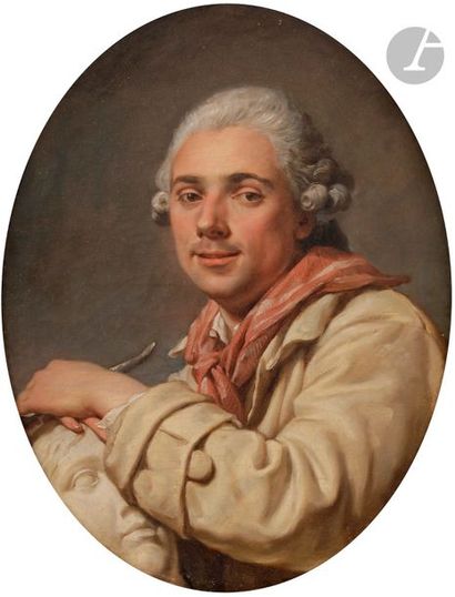 null Jean-Bernard RESTOUT (Paris 1732 - 1797)
Portrait du sculpteur Houdon
Sur sa...