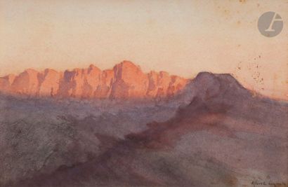  Albert LYNCH (1851-1912)
Paysage de montagne
Aquarelle.
Signée en bas à droite.
17... Gazette Drouot