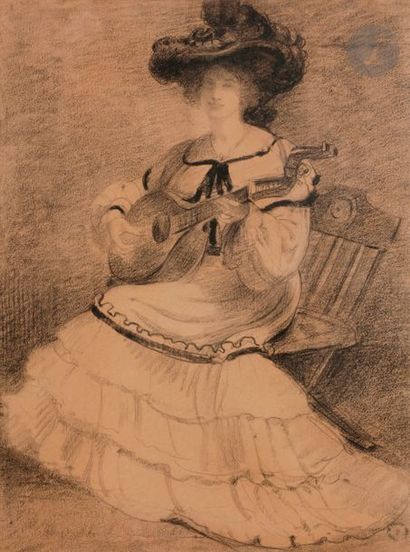 null Armand POINT (1860-1932)
La Musicienne
Crayon noir.
Porte le timbre de la vente...