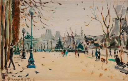 null Pierre PRUVOST (1921-2008)
Paris, le jardin des Tuileries, 1950
Huile sur carton...