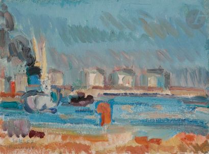 null Pierre PRUVOST (1921-2008)
Sète, le port marchand, 1957
Huile sur carton toilé.
Signée,...
