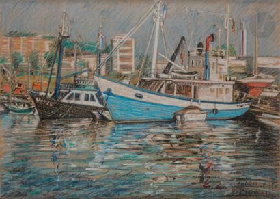 null Pierre PRUVOST (1921-2008)
Antibes, le port, 1975
Pastel.
Signé, daté et situé...