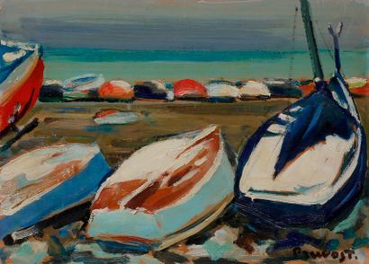 null Pierre PRUVOST (1921-2008)
Antibes, neige sur les barques
Huile sur carton.
Signée...