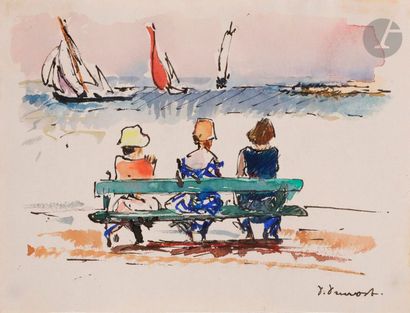 null Pierre PRUVOST (1921-2008)
Devant la mer
Encre et aquarelle.
Signée en bas à...