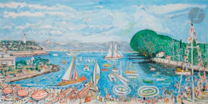 null Pierre PRUVOST (1921-2008)
Antibes, la plage, 2005
Huile sur toile.
Signée et...