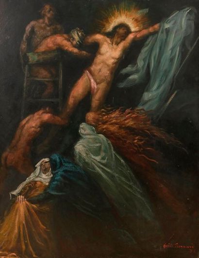 null émile BERNARD (1868-1941)
Descente de croix, 1936
Huile sur toile.
Signée et...