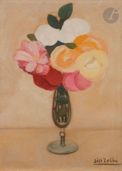 null Bibi ZOGBE [libanaise] (1890-1973)
Vase de fleurs
Huile sur toile.
Signée en...
