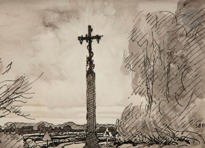 null Samuel BURRI (XXe siècle)
Croix dans un paysage, 1975
Encre et lavis d’encre.
Monogrammé...