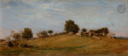 null Antoine CHINTREUIL (1814-1873)
Paysage
Huile sur panneau.
Signée en bas à gauche.
15...