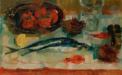 null Paul COLLOMB (1921-2010)
Nature morte
Huile sur toile.
Signée en bas à gauche.
(Manques...