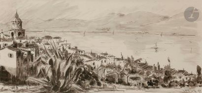 null École MODERNE
Le port de Saint-Tropez, 1964
Deux aquarelles et lavis.
Signées.
21...