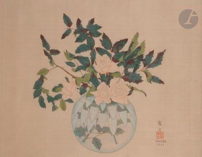 null Rihaku HARADA (1890-1954)
Bouquet de roses, 1933
Technique mixte sur soie.
Signé...