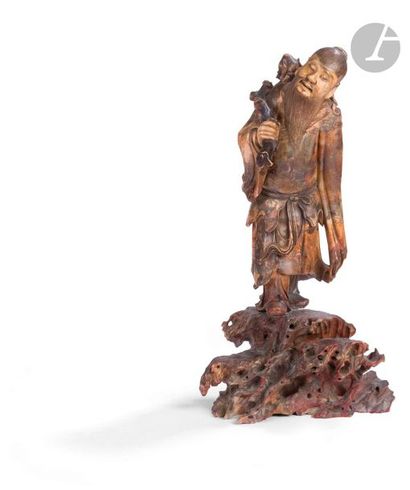 CHINE - XVIIIe / XIXe siècle Statuette d’immortel...