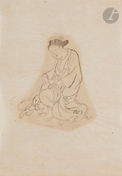 null Attribué à Hanabusa ITCHO (1652 - 1724)
Garçon coupant des pousses de bambous...