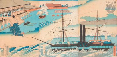 Utagawa Sadahide (1807 - 1878 ?) Triptyque...