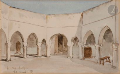 null éCOLE ORIENTALISTE
Paysages d’Algérie, 1879
Six encres et aquarelles provenant...