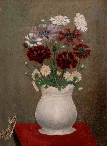 null André BAUCHANT (1873-1958)
Vase de fleurs, 1925
Huile sur carton.
Signée et...