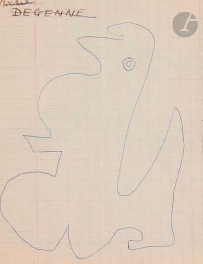 null Gaston CHAISSAC (1910-1964)
Figure, vers 1960
Stylo bille.
Au dos d'une lettre...