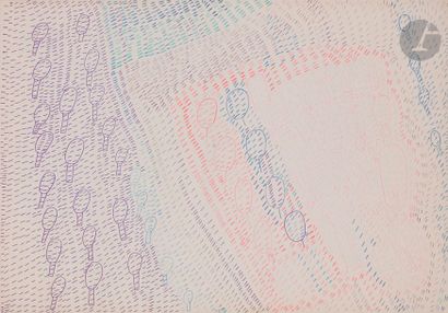 null René LE BEDEAU (né en 1945)
Composition, 1970
Crayon de couleurs.
Non signé.
37...