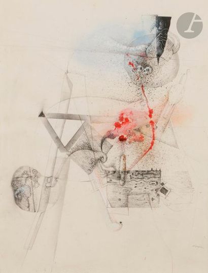 null Christian D'ORGEIX (né en 1927)
Composition, vers 1956
Technique mixte et collage.
Signée...