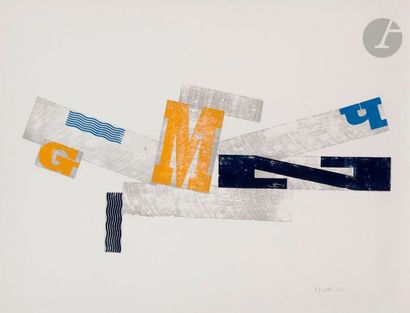 null Paul-Armand GETTE (né en 1927)
Composition lettriste, 1965
Bois et pochoir.
Signé...