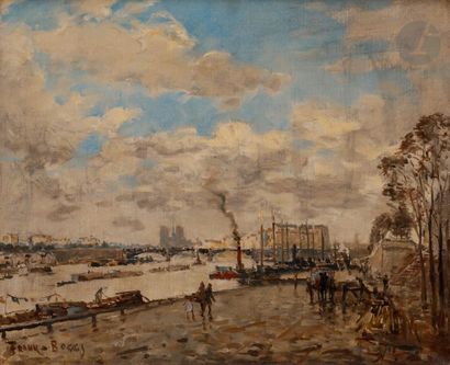 null Frank-Myers BOGGS (1855-1926)
Paris, quai Henri IV
Huile sur toile.
Signée en...