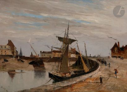 null Frank-Myers BOGGS (1855-1926)

Port à marée basse, 1887

Huile sur toile.

Signée...