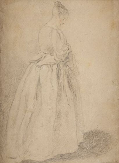 null Attribué à Barthélémy OLLIVIER 

(Marseille, 1712 - Paris, 1784)

Femme en pied...