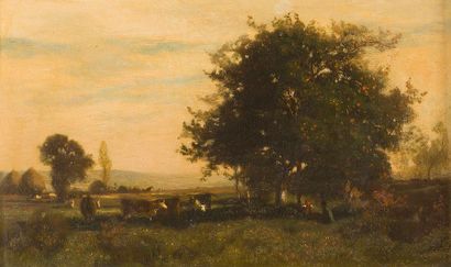 null Eugène LAVIEILLE (Paris, 1820 - 1889)

Vaches au repos sous les arbres 

Panneau.

Étiquette...