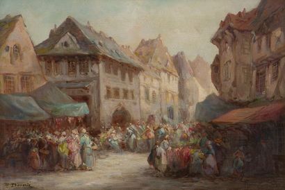 null Paul DENARIE (Paris, 1859 - 1942)

Scène de marché à Rouen

Toile.

Signée en...
