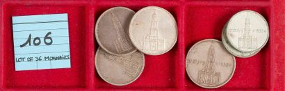 null TROISIEME REICH (1933-1945). LOT de 36 monnaies en argent, dates et ateliers...