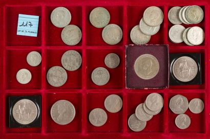 null LOT de 34 monnaies (17 ex. en argent et 17 ex. en cupronickel).
GEORGE VI (1936-1952)...