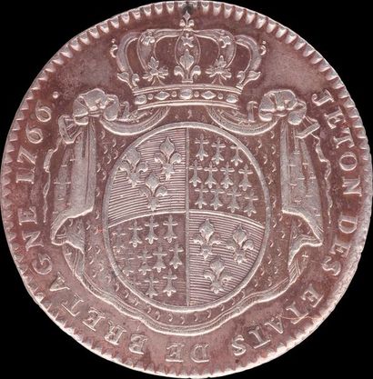 null LOT de 6 jetons royaux en argent : Etats de Bretagne (1 ex. de Louis XV 1766,...