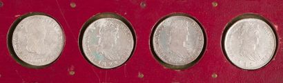 null FERDINAND VII (1808-1821).
Mexique
LOT de 5 pièces de 8 réaux (buste normal),...