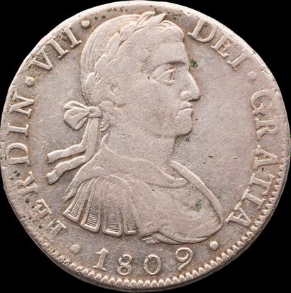 null FERDINAND VII (1808-1821).
Mexique
LOT de 11 pièces de 8 réaux (buste spécial),...