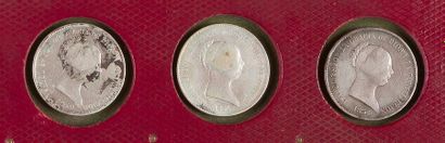 null LOT de 6 écus en argent de 20 réaux d'ISABELLE II (1833-1868),
dates variées...