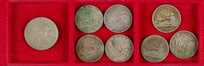 null LOT de 10 monnaies divisionnaires en argent du GOUVERNEMENT PROVISOIRE (1868-1871)...