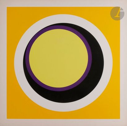 null Geneviève CLAISSE (1935-2018)
Cercles sur fond jaune.
Sérigraphie en couleurs.
Épreuve...
