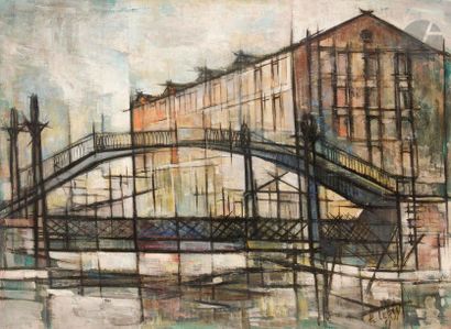 null Roger LERSY (1920-2004)
Paris, le canal Saint-Martin, 1951
Huile sur toile.
Signée...