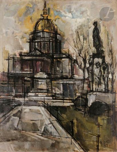 null Roger LERSY (1920-2004)
Paris, le dôme des Invalides, 1953
Huile sur toile.
Signée...