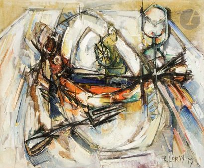 null Roger LERSY (1920-2004)
Le Repas, 1957
Huile sur toile.
Signée et datée en bas...