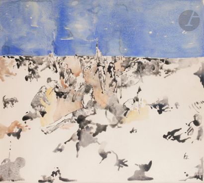 null Philippe CARA-COSTEA (né en 1925)
Plage bleue, 1960
Aquarelle.
Signée en bas...