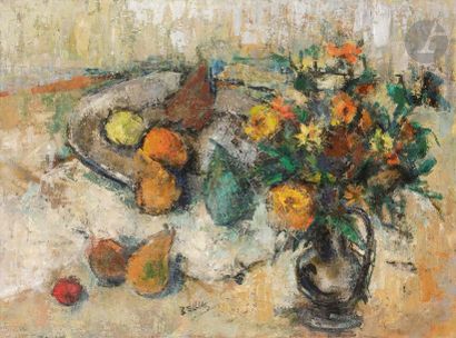 null Richard BELLIAS (1921-1974)
Nature morte au bouquet, 1952
Huile sur toile.
Signée...