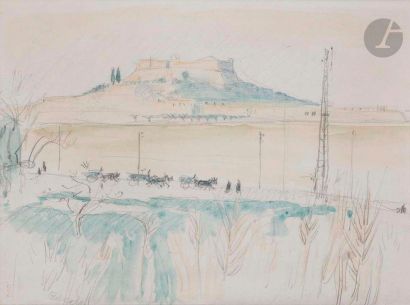null Maurice DENIS (1870-1943)
Antibes, le fort carré, vers 1948
Mine de plomb et...