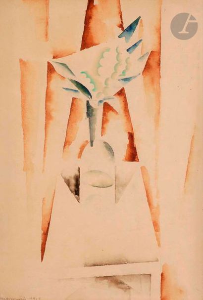 null Louis MARCOUSSIS (1878-1941)
Nature morte cubiste, 1915
Aquarelle.
Signée et...
