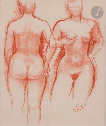 null Antoniucci VOLTI (1915-1989)
Deux nus debout
Sanguine.
Signée en bas à droite.
35...
