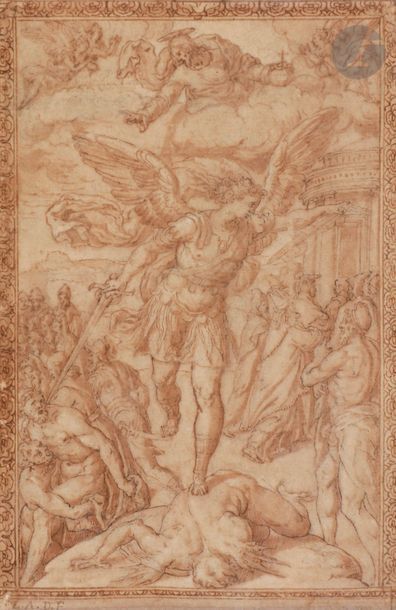 null Attribué à Livio AGRESTI dit RITIUS (Forli 1505 - Rome 1579)
L'Archange Gabriel...