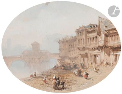 null Eugène CICERI (Paris 1813 - Bourron-Marlotte 1890)
Vue animée d'une ville au...