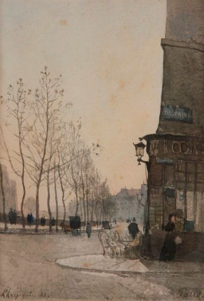 null Henri Joseph HARPIGNIES (Valenciennes 1819 - Saint-Privé 1916)
Paris, la rue...