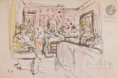 null Édouard VUILLARD (1868-1940)
Lucie Hessel lisant dans le salon des Étincelles
Encre,...